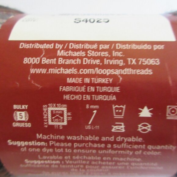 3 Skeins Loops & Threads Charisma 100% Acrylic Yarn #15 Ashes 5-Bulky 100g NWT - Picture 9 of 11